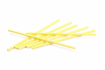 Paper straws on white background