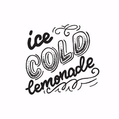 Ice Cold Lemonade hand lettering inscription