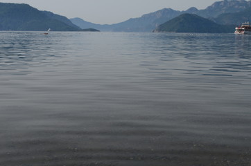 Calm Mediterranean Sea on the coast of Marmaris in Turkey