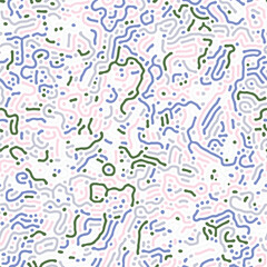 Obraz premium Diffusion reaction vector seamless pattern. Black and white organic shapes, lines pattern. Abstract Background