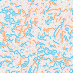 Diffusion reaction vector seamless pattern. Black and white organic shapes, lines pattern. Abstract Background illustration