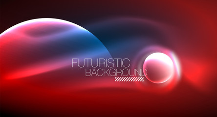 Blue neon bubbles and circles futuristic abstract background