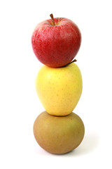 Colonne de pommes  rouge verte et jaune