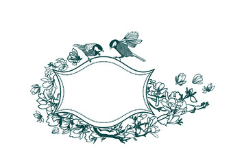 frame vector background victorian birds birds magnolia