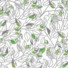 Fototapeta na wymiar vector leaves green sketch vector illuatration cartoon style background pattern