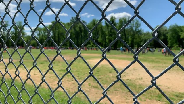 Chain link fence school baseball field 