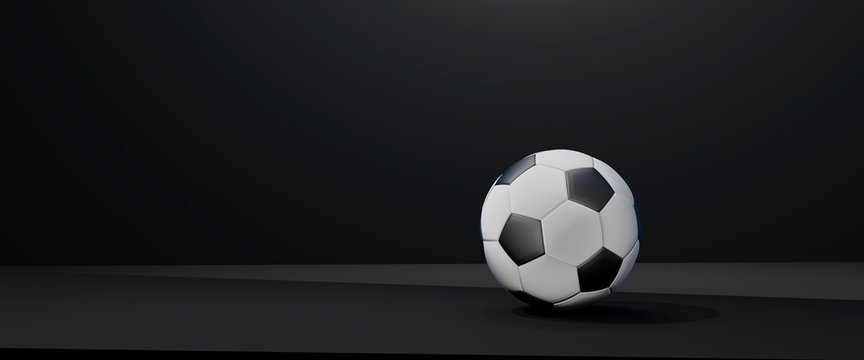soccer ball black white 3d-illustration