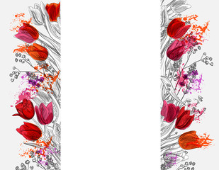 tulips vector card simple splash colorful sketch
