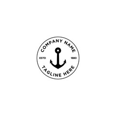 marine retro emblems logo with anchor, anchor logo - vector