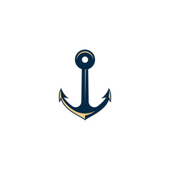 marine retro emblems logo with anchor, anchor logo - vector