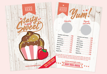 Bakery Flyer Layout with Cupcake Illustration