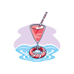 delicious fresh cocktail cup with float in sea