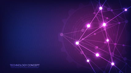 Global network connection. Abstract geometric background with connecting dots and lines. Digital technology and communication concept.