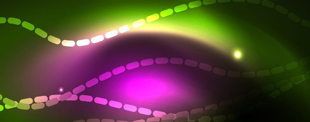 Shiny neon vector wave line abstract background, motion concept