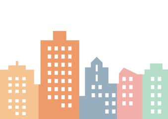 Colored city, silhouette of houses, vector icon