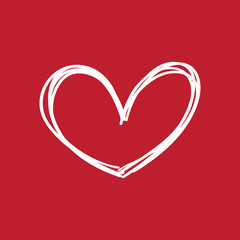 Hand drawn heart icon, love symbol. Sketched doodle illustration.