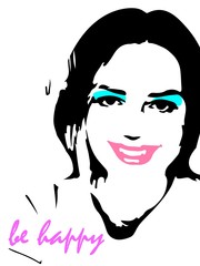illustration of a stylized female portrait in pop art style