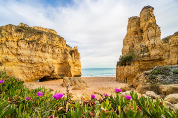 Beautiful cliffy beach in Albufeira, Algarve, Portugal
