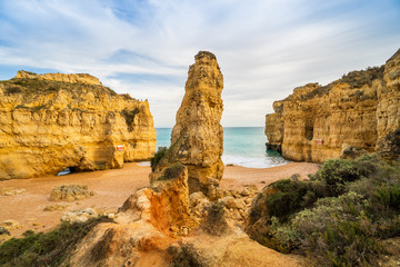 Beautiful cliffy beach in Albufeira, Algarve, Portugal