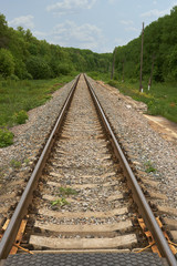 Fototapeta na wymiar railroad going into the distance through forest