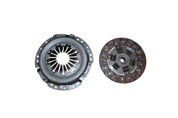 clutch disc and clutch basket on a white background