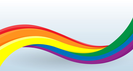 Rainbow flag, LGBT movement. Modern unusual shape. Lesbian, gay, bisexual, and transgender symbols. Design template for decoration of flyer and card, poster, banner and logo. Isolated vectors.