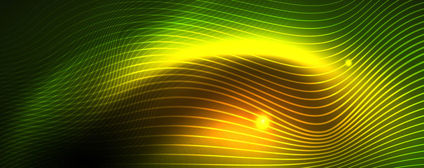 Shiny neon vector wave line abstract background, motion concept