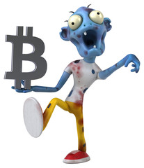 Zombie and bitcoin - 3D Illustration