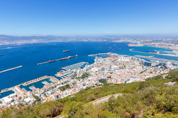 Gibraltar port Mediterranean Sea ships landmark travel traveling town overview
