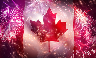 Canadian Flag National Holiday Fireworks