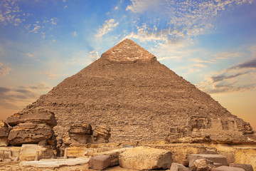 Fototapeta na wymiar Ruins of the Pyramid of Chephren, Giza, Egypt