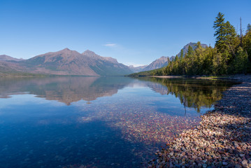 Colourful stones in Lake McDonald near Apgar in Montana