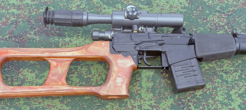 modern russian sniper rifle with optic scope