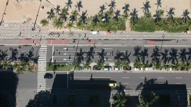 Aerial view of famous Ipanema Beach sidewalk, Rio de Janeiro, Brazil