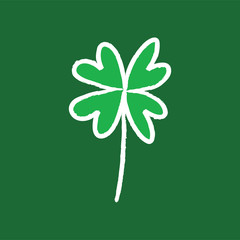 Good luck hand drawn shamrock. Lucky charm doodle.