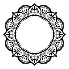 Frame in eastern tradition. Stylized with henna tattoos decorative pattern for decorating covers for book, notebook, casket, magazine, postcard and folder. Mandala in mehndi style.