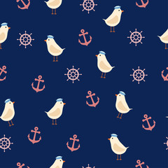 Cute sea summer seamless pattern
