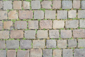 Old cobblestone road of big stones.