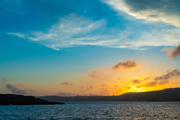 Sunset over mediterranean sea Beautiful cloudscape over the sea, sunrise / sunset shot.