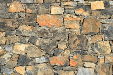 Big gray wall from stone bricks
