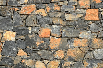 Fototapeta premium Big gray wall from stone bricks