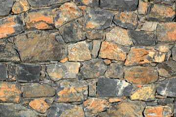 Big gray wall from stone bricks
