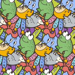 Obraz na płótnie Canvas Cute seamless forest pattern with mushrooms. Nice for prints, design, colorings, cards, textile