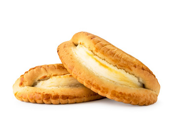 Cookie sochniki with cottage cheese close-up on a white. Isolated