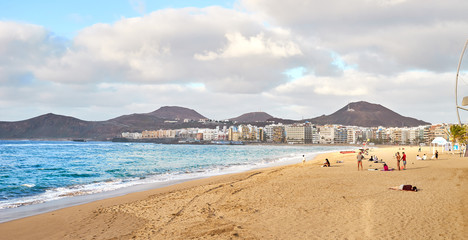 "Las Canteras" - City Beach of Las Palmas in the Winter (December) - Capital of the spanish island Gran Canaria