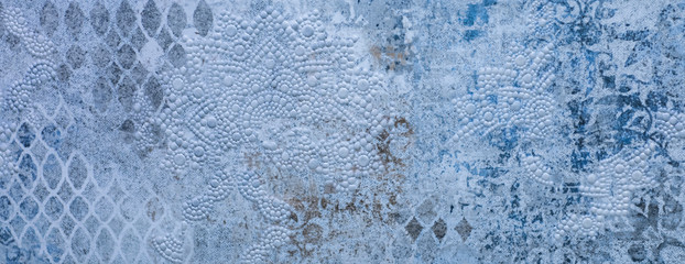 bathroom and kitchen tile with blue abstract geometric mosaic pattern