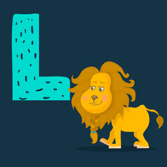 Lion vector character with letter L 
