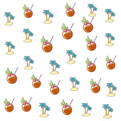 summer pattern of cocktails of coconuts and islands