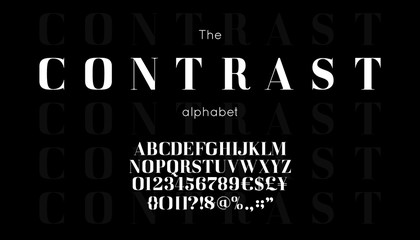 Fototapeta na wymiar Classic vector serif font and alphabet. Vintage abc, elegant english letters and numbers