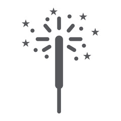 Sparkler glyph icon, celebration and party, bengal light sign, vector graphics, a solid pattern on a white background.